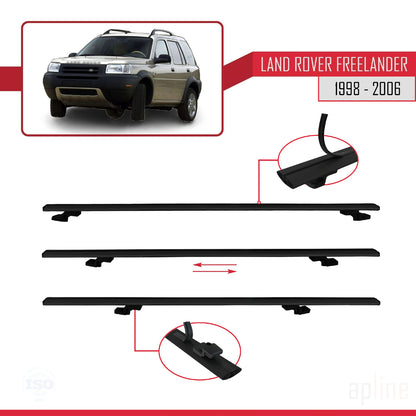 Compatible avec Land Rover Freelander (L314) 1998-2006 BASIC Model Barres de Toit Railing Porte-Bagages de Voiture Noir Aluminium 2 Barres