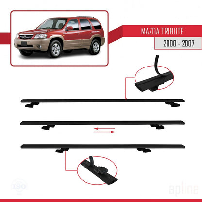 Compatible avec Mazda Tribute 2000-2007 BASIC Model Barres de Toit Railing Porte-Bagages de Voiture Noir Aluminium 3 Barres