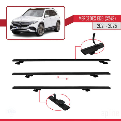 Compatible avec Mercedes EQB (X243) 2021-2025 BASIC Model Barres de Toit Railing Porte-Bagages de Voiture Noir Aluminium 3 Barres