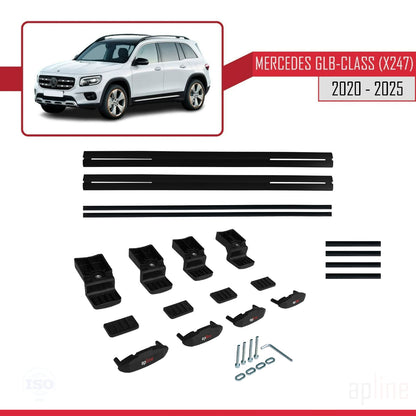 Compatible avec Mercedes Classe GLB (X247) 2020-2025 BASIC Model Barres de Toit Railing Porte-Bagages de Voiture Noir Aluminium 2 Barres