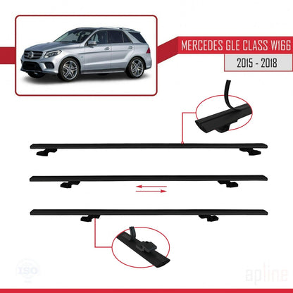 Compatible avec Mercedes Classe GLE 3 (W166) 2015-2018 BASIC Model Barres de Toit Railing Porte-Bagages de Voiture Noir Aluminium 3 Barres