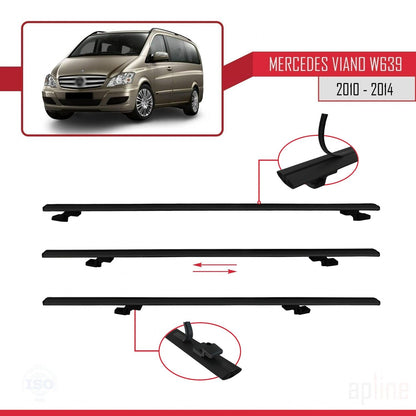 Compatible with Mercedes Viano 2 (W639) Post-Facelift 2010-2014 BASIC Model Car Roof Rack Cross Bar Black Aluminium 2 Bars