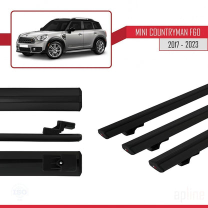 Compatible avec Mini Countryman 2 (F60) 2017-2023 BASIC Model Barres de Toit Railing Porte-Bagages de Voiture Noir Aluminium 3 Barres
