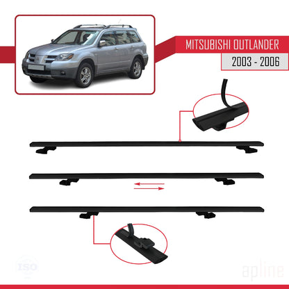 Compatible avec Mitsubishi Outlander 2003-2006 BASIC Model Barres de Toit Railing Porte-Bagages de Voiture Noir Aluminium 2 Barres