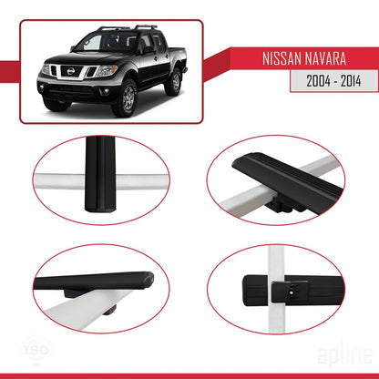 Compatible with Nissan Navara 3 (D40) 2005-2014 BASIC Model Car Roof Rack Cross Bar Black Aluminium 3 Bars