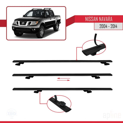 Compatible with Nissan Navara 3 (D40) 2005-2014 BASIC Model Car Roof Rack Cross Bar Black Aluminium 3 Bars