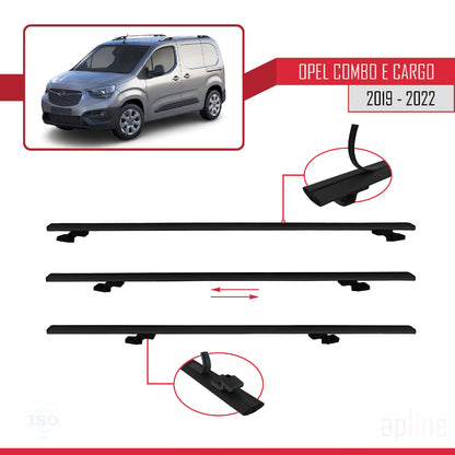 Compatible with Opel Combo E Cargo 2019-2022 BASIC Model Car Roof Rack Cross Bar Black Aluminium 3 Bars