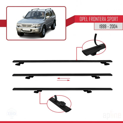 Compatible avec Opel Frontera Sport 2 1999-2004 BASIC Model Barres de Toit Railing Porte-Bagages de Voiture Noir Aluminium 2 Barres