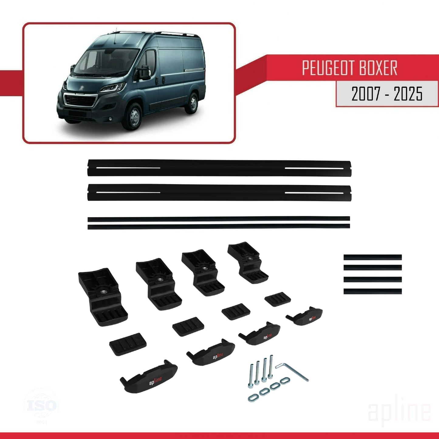 Compatible avec Peugeot Boxer 2 2007-2025 BASIC Model Barres de Toit Railing Porte-Bagages de Voiture Noir Aluminium 2 Barres