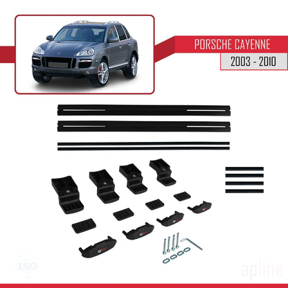 Compatible avec Porsche Cayenne (9PA) 2003-2010 BASIC Model Barres de Toit Railing Porte-Bagages de Voiture Noir Aluminium 2 Barres