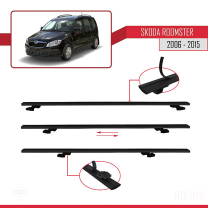 Compatible avec Skoda Roomster 2006-2015 BASIC Model Barres de Toit Railing Porte-Bagages de Voiture Noir Aluminium 3 Barres