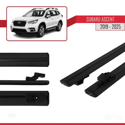 Compatible avec Subaru Ascent 2019-2025 BASIC Model Barres de Toit Railing Porte-Bagages de Voiture Noir Aluminium 2 Barres