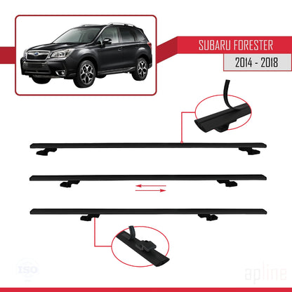 Compatible avec Subaru Forester 4 (SJ) 2014-2018 BASIC Model Barres de Toit Railing Porte-Bagages de Voiture Noir Aluminium 2 Barres