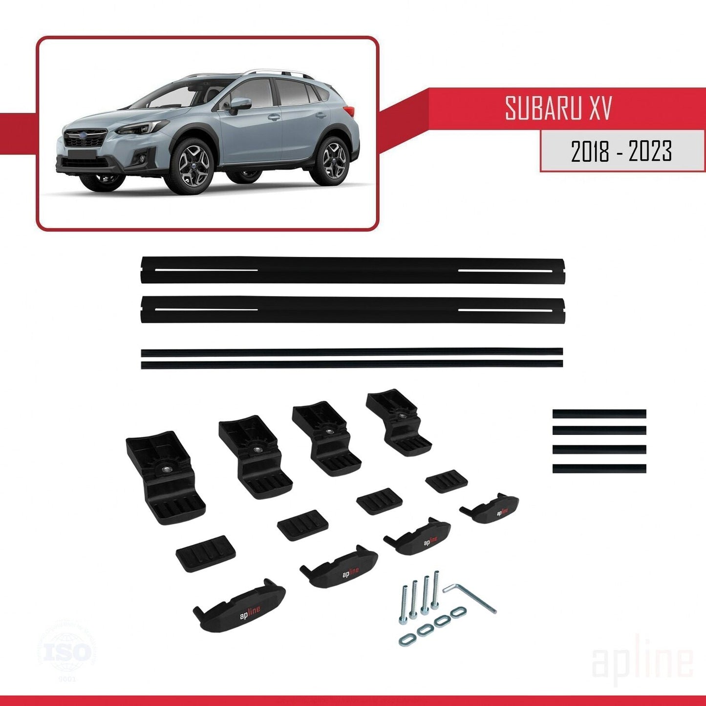 Compatible avec Subaru XV 2 2018-2023 BASIC Model Barres de Toit Railing Porte-Bagages de Voiture Noir Aluminium 2 Barres