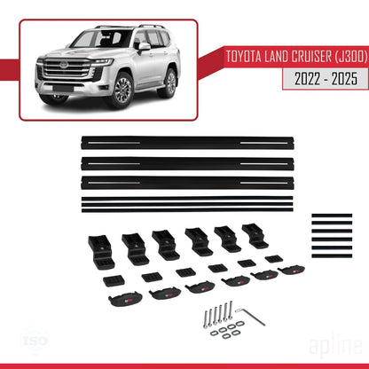 Compatible avec Toyota Land Cruiser (J300) 2022-2025 BASIC Model Barres de Toit Railing Porte-Bagages de Voiture Noir Aluminium 3 Barres