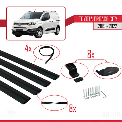 Compatible avec Toyota Proace City 2019-2022 BASIC Model Barres de Toit Railing Porte-Bagages de Voiture Noir Aluminium 4 Barres