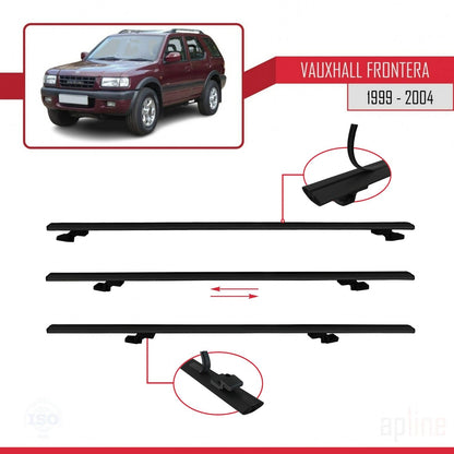 Compatible avec Vauxhall Frontera 2 1999-2004 BASIC Model Barres de Toit Railing Porte-Bagages de Voiture Noir Aluminium 2 Barres