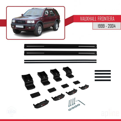 Compatible avec Vauxhall Frontera 2 1999-2004 BASIC Model Barres de Toit Railing Porte-Bagages de Voiture Noir Aluminium 2 Barres