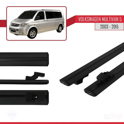 Compatible avec Volkswagen T5 Multivan 2003-2015 BASIC Model Barres de Toit Railing Porte-Bagages de Voiture Noir Aluminium 2 Barres