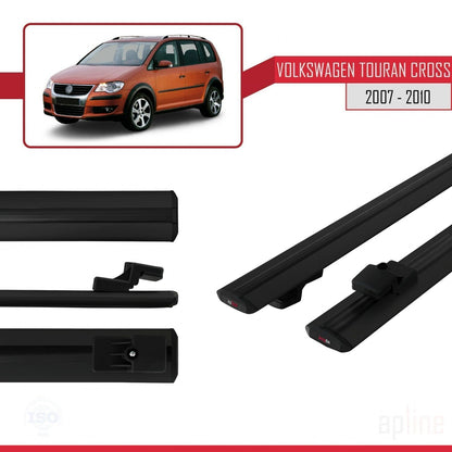 Compatible with Volkswagen Touran Cross Pre-Facelift 2007-2010 BASIC Model Car Roof Rack Cross Bar Black Aluminium 3 Bars