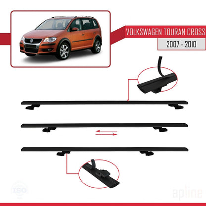 Compatible with Volkswagen Touran Cross Pre-Facelift 2007-2010 BASIC Model Car Roof Rack Cross Bar Black Aluminium 3 Bars