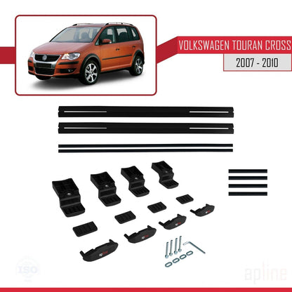 Compatible with Volkswagen Touran Cross Pre-Facelift 2007-2010 BASIC Model Car Roof Rack Cross Bar Black Aluminium 3 Bars