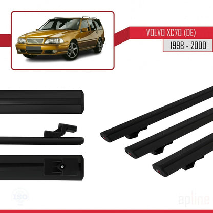 Compatible avec Volvo XC70 1998-2000 BASIC Model Barres de Toit Railing Porte-Bagages de Voiture Noir Aluminium 3 Barres