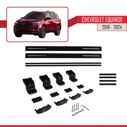 Compatible avec Chevrolet Equinox 2018-2024 BASIC Model Barres de Toit Railing Porte-Bagages de Voiture Noir Aluminium 2 Barres