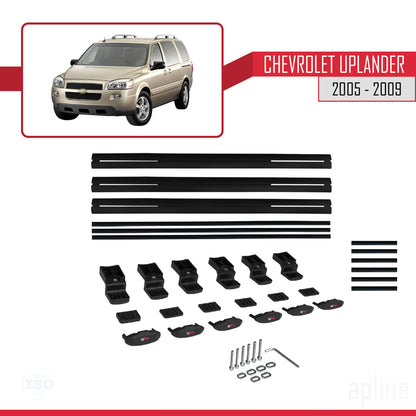Compatible avec Chevrolet Uplander 2005-2009 BASIC Model Barres de Toit Railing Porte-Bagages de Voiture Noir Aluminium 3 Barres