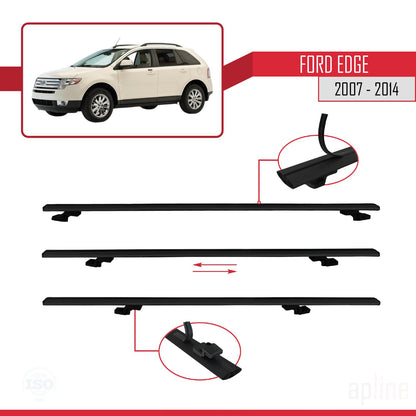 Compatible avec Ford Edge 2007-2014 BASIC Model Barres de Toit Railing Porte-Bagages de Voiture Noir Aluminium 3 Barres