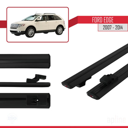 Compatible avec Ford Edge 2007-2014 BASIC Model Barres de Toit Railing Porte-Bagages de Voiture Noir Aluminium 2 Barres
