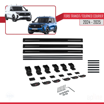 Compatible with Ford Transit/Tourneo Courier 2024-2025 BASIC Model Car Roof Rack Cross Bar Black Aluminium 3 Bars