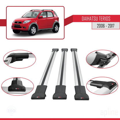Compatible avec Daihatsu Terios 2 (J200) 2006-2017 FLY Model Barres de Toit Railing Porte-Bagages de Voiture Gris Aluminium 3 Barres