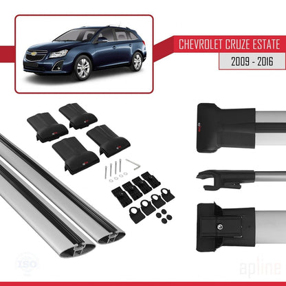 Compatible avec Chevrolet Cruze (J300) 2009-2016 FLY Model Barres de Toit Railing Porte-Bagages de Voiture Gris Aluminium 2 Barres