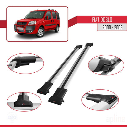 Compatible avec Fiat Doblo 2000-2009 FLY Model Barres de Toit Railing Porte-Bagages de Voiture Gris Aluminium 2 Barres