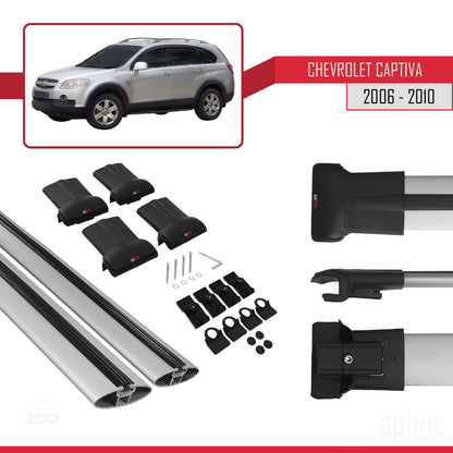 Compatible avec Chevrolet Captiva 2006-2010 FLY Model Barres de Toit Railing Porte-Bagages de Voiture Gris Aluminium 2 Barres