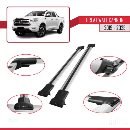 Compatible avec Great Wall Cannon 2019-2025 FLY Model Barres de Toit Railing Porte-Bagages de Voiture Gris Aluminium 2 Barres