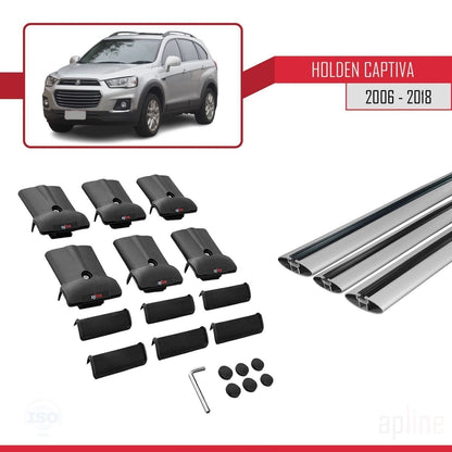 Compatible avec Holden Captiva 2006-2018 FLY Model Barres de Toit Railing Porte-Bagages de Voiture Gris Aluminium 3 Barres