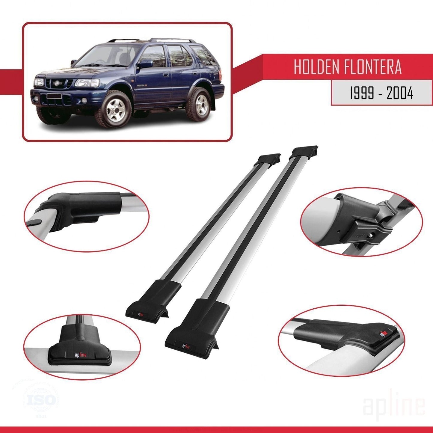 Compatible avec Holden Frontera 2 1999-2004 FLY Model Barres de Toit Railing Porte-Bagages de Voiture Gris Aluminium 2 Barres
