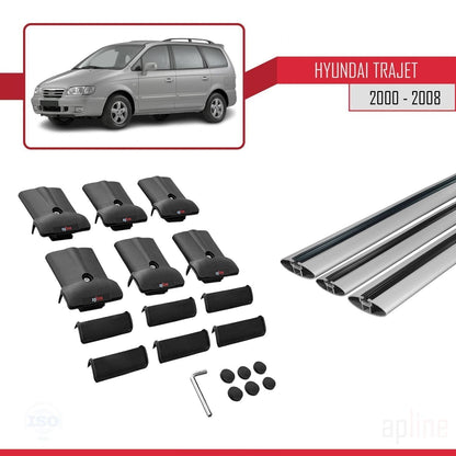 Compatible avec Hyundai Trajet 2000-2008 FLY Model Barres de Toit Railing Porte-Bagages de Voiture Gris Aluminium 3 Barres