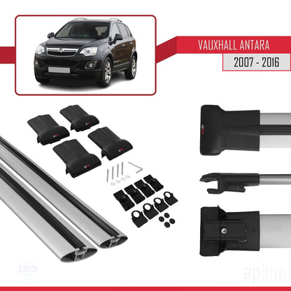 Compatible avec Vauxhall Antara 2007-2016 FLY Model Barres de Toit Railing Porte-Bagages de Voiture Gris Aluminium 2 Barres