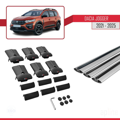 Compatible avec Dacia Jogger 2021-2025 FLY Model Barres de Toit Railing Porte-Bagages de Voiture Gris Aluminium 3 Barres