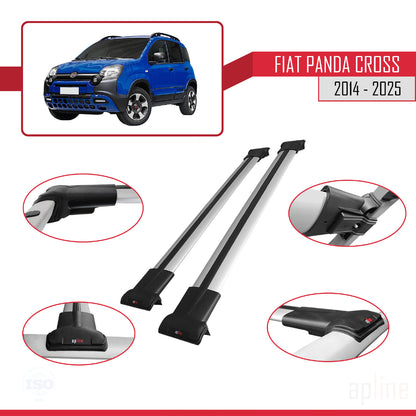 Compatible avec Fiat Panda Cross 2014-2025 FLY Model Barres de Toit Railing Porte-Bagages de Voiture Gris Aluminium 2 Barres