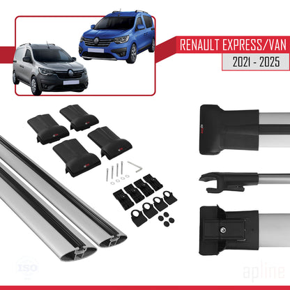 Compatible with Renault Express 2021-2025 FLY Model Car Roof Rack Cross Bar Grey Aluminium 2 Bars