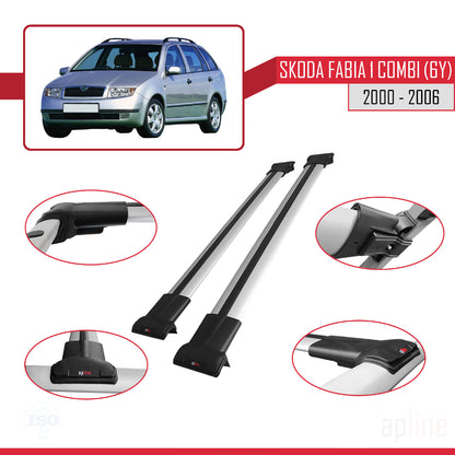 Compatible with Skoda Fabia (6Y) SW 2000-2006 FLY Model Car Roof Rack Cross Bar Grey Aluminium 2 Bars