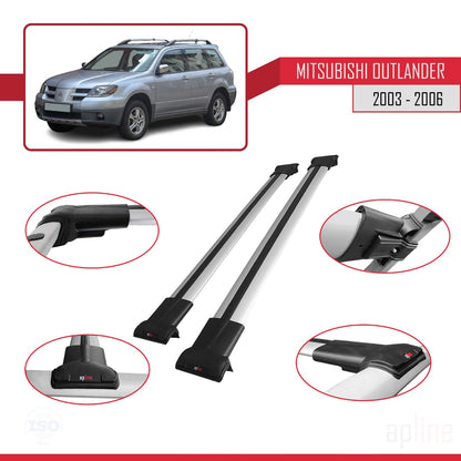 Compatible avec Mitsubishi Outlander 2003-2006 FLY Model Barres de Toit Railing Porte-Bagages de Voiture Gris Aluminium 2 Barres
