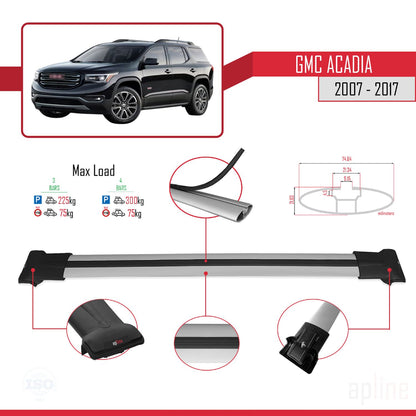 Compatible avec GMC Acadia 2007-2017 FLY Model Barres de Toit Railing Porte-Bagages de Voiture Gris Aluminium 3 Barres