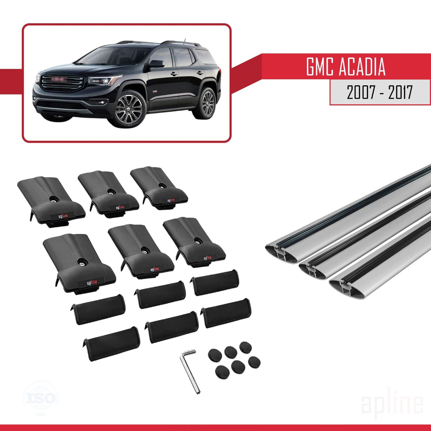 Compatible avec GMC Acadia 2007-2017 FLY Model Barres de Toit Railing Porte-Bagages de Voiture Gris Aluminium 3 Barres