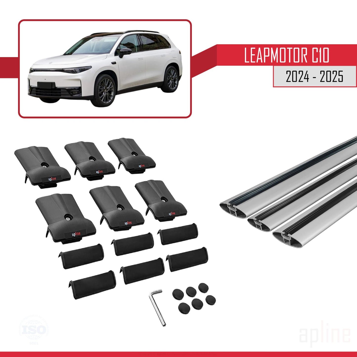 Compatible avec LEAPMOTOR C10 2024-2025 FLY Model Barres de Toit Railing Porte-Bagages de Voiture Gris Aluminium 3 Barres