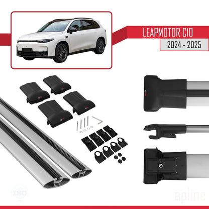 Compatible avec LEAPMOTOR C10 2024-2025 FLY Model Barres de Toit Railing Porte-Bagages de Voiture Gris Aluminium 2 Barres